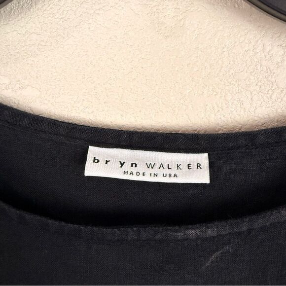 Bryn Walker Black Linen Lagenlook Artsy Blouse Top Medium - Picture 6 of 8